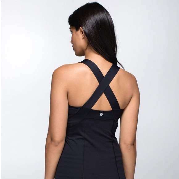 lululemon athletica Tops - Lululemon black tank top w/built in bra&mesh panel